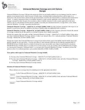 Georgia Uninsured Motorists Coverage Selection Form