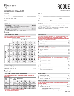 Rogue Wheelchair Order Form