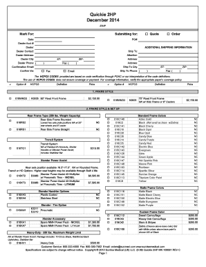 Quickie 2HP Wheelchair Configuration Form