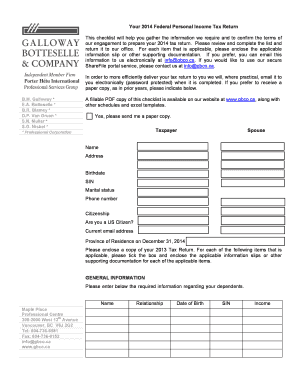 Your 2014 Federal Personal Income Tax Return