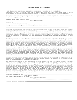 Power of Attorney for US Customs Clearance