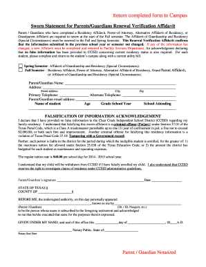 Texas Residency Affidavit Renewal Form