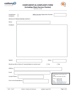 Compliments and Complaints Form