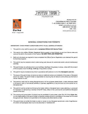 Garma Festival Permit Conditions