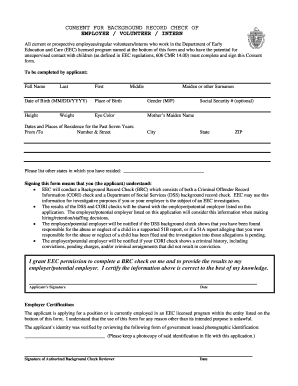 Consent for Background Record Check