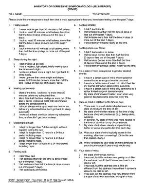 Inventory of Depressive Symptomatology Self-Report Form