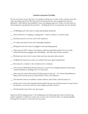 Landlord Inspection Checklist