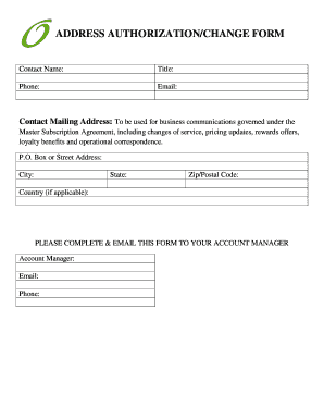 Address Authorization/Change Form