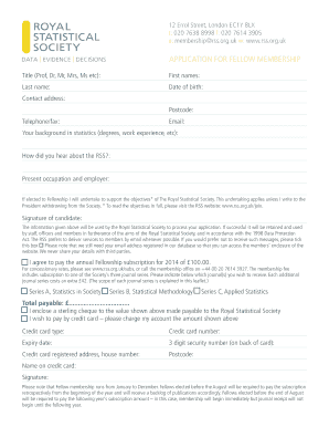 Royal Statistical Society Membership Application