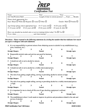 Alcohol Sales Certification Test