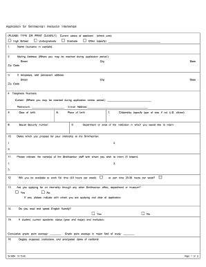 Smithsonian Institution Internship Application
