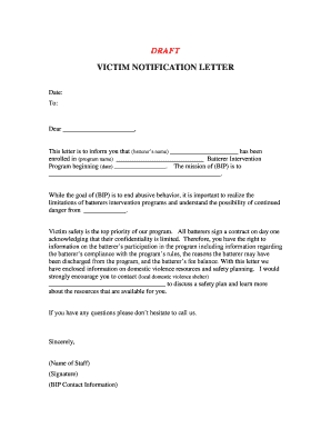 Victim Notification Letter