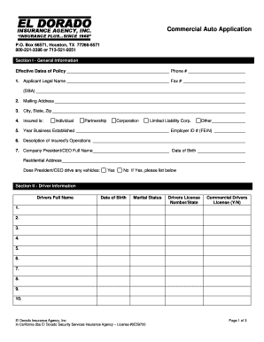 Commercial Auto Application