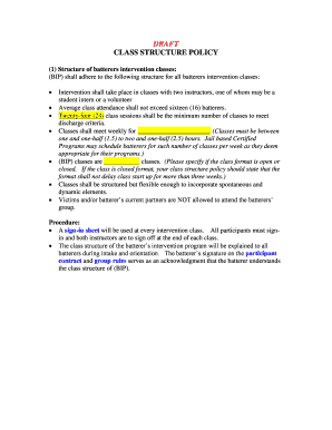 Batterers Intervention Class Structure Policy