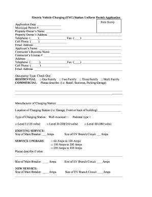 Electric Vehicle Charging Station Permit Application