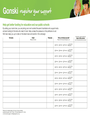 Gonski Support Registration Form