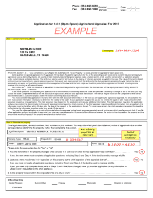 Texas 1-d-1 Agricultural Appraisal Application
