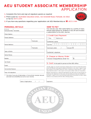 AEU Student Associate Membership Application