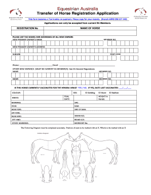 Fillable Online Transfer of Horse Registration Application Fax Email ...