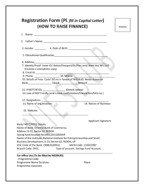 Commercial property management agreement - Registration Form Pl fill in Capital Letter HOW TO RAISE - niesbud nic