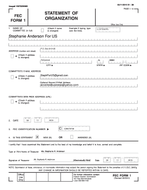 FEC Form 1 Statement of Organization