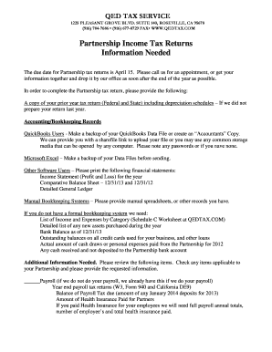 Partnership Income Tax Return Information