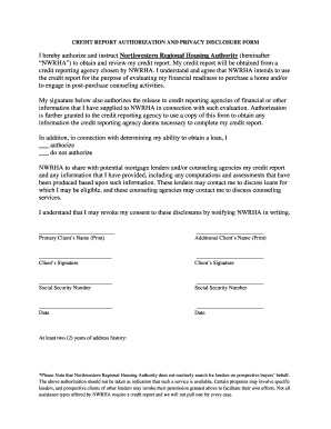 Credit Report Authorization Form