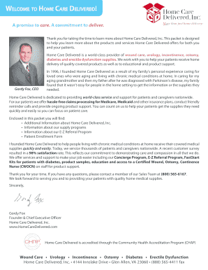 Fillable Online WELCOME TO HOME CARE DELIVERED! Fax Email Print - pdfFiller