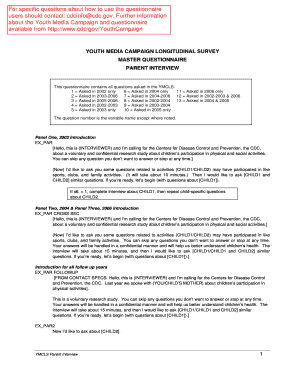 Youth Media Campaign Longitudinal Survey Parent Interview