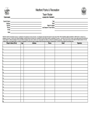 Medford Parks & Recreation Liability Waiver
