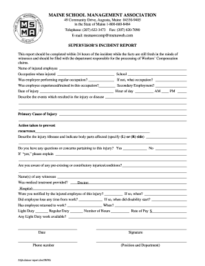 Supervisor's Incident Report