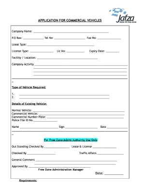 Commercial Vehicle Application Form