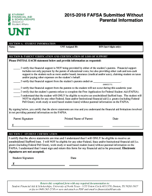 FAFSA Submitted Without Parental Information