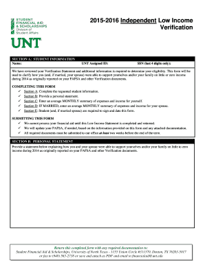 Low Income Verification Form