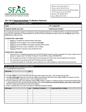 2011-2012 Independent/Single Verification Statement