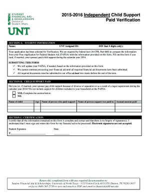 2015-2016 Child Support Verification Form