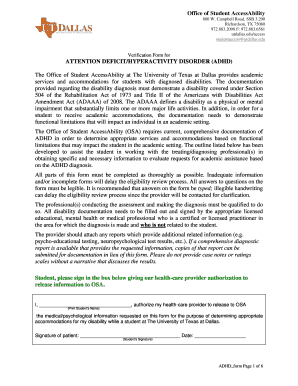 ADHD Verification Form
