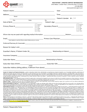 QuestCare Urgent Care New Patient Form