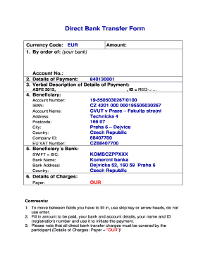 Direct Bank Transfer Form