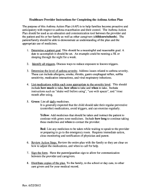 Asthma Action Plan Form