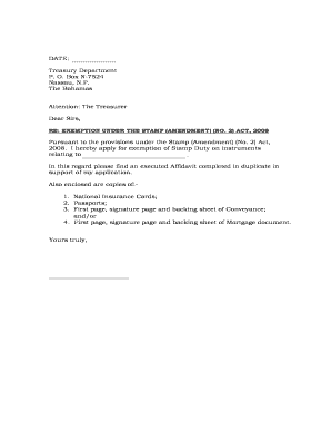 Stamp Duty Exemption Application
