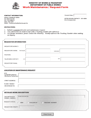 Bahamas Work Maintenance Request Form