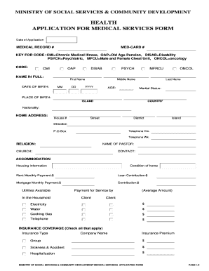 Medical Services Application Form