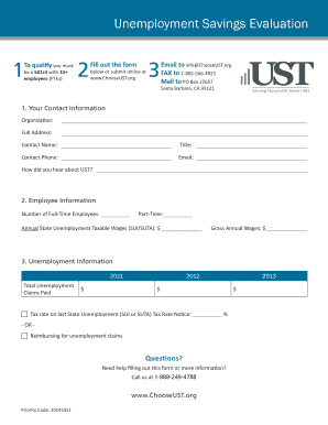 Unemployment Savings Evaluation Form