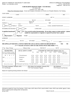 Fair Hearing Request Form