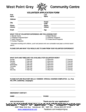 Volunteer Application Form