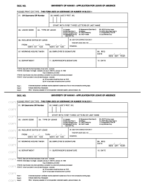 University of Hawaii Leave of Absence Application