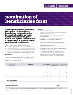 Nomination of Beneficiaries Form