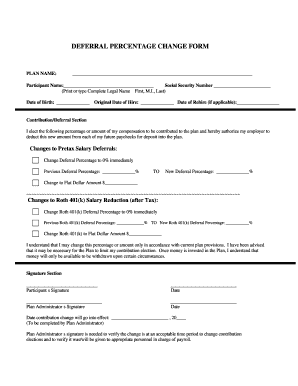 Deferral Percentage Change Form