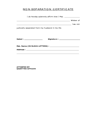 Non-Separation Certificate